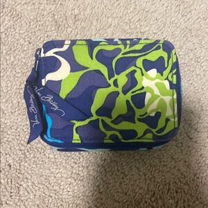 Vera Bradley Blue and Green Floral Cosmetic Bag